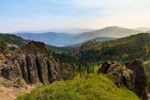 Featured image showing the beautiful skies over the valleys and mountains of the Sierra Nevada Mountains near Truckee, California and Lake Tahoe