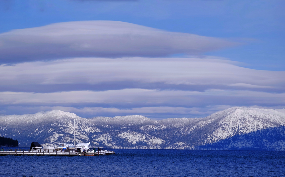 Featured image showing a winter view of Lake Tahoe and the Sierra Mountains from Tahoe city.